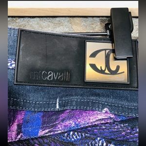 Just Cavalli by Roberto Cavalli Purple Feather Gray Black Mini Skirt